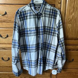 Express fitted plaid button down shirt